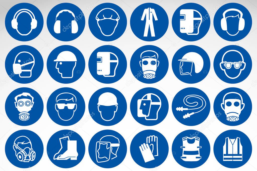 Required Personal Protective Equipment (PPE) Symbol,Safety Icon 