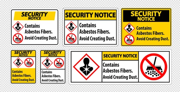 Etikett Med Säkerhetsinstruktioner Innehåller Asbestfibrer Undvik Att Skapa Damm — Stock vektor