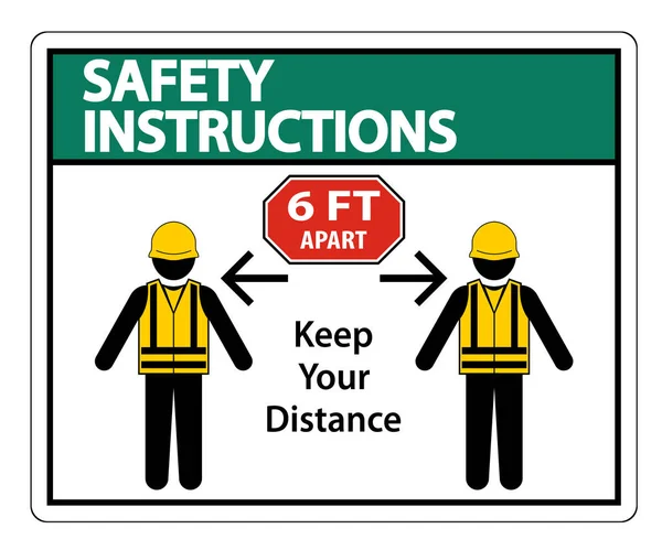 Sicherheitshinweise Social Distance Bauschild Isoliert Auf Weißem Hintergrund Vektor Illustration — Stockvektor