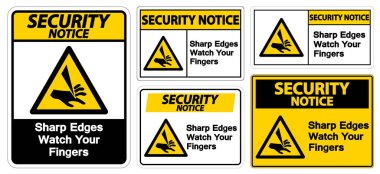 Güvenlik Tedbiri Keskin Köşeler Parmaklarınızı İzleyin Sembol İşareti Beyaz Arkaplanda İzole EPS.10 Vektör İllüstrasyonu 