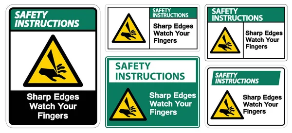 Safety Instructions Sharp Edges Watch Your Fingers Symbol Sign Isolate — Stock Vector