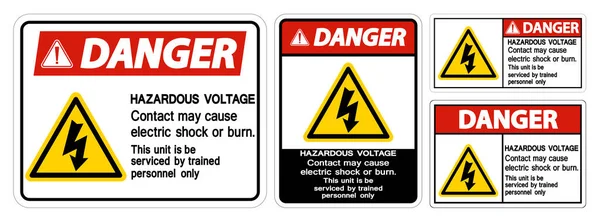 Pericolo Pericoloso Tensione Contatto Può Causare Scossa Elettrica Bruciare Segno — Vettoriale Stock
