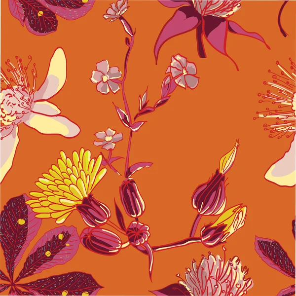 yaz-Sonbahar çiçek sorunsuz vektör desen