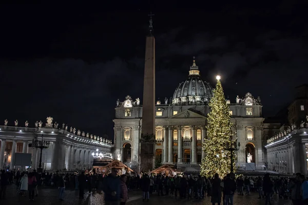 Рим Италия Декабря 2019 Года Площади Сан Пьетро Рождественская Сцена — стоковое фото