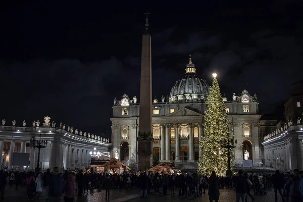 Rome Italy 2019 산피에 광장에서는 트렌티노의 목재와 재현되었다 크리스마스 트리를 — 스톡 사진