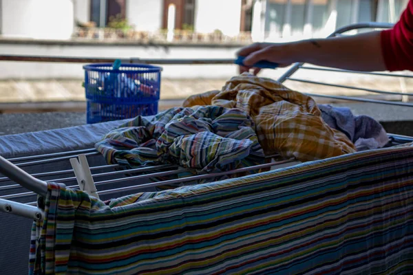 Roma Abril 2020 Quarentena Obrigou Nos Fazer Coisas Simples Pendure — Fotografia de Stock