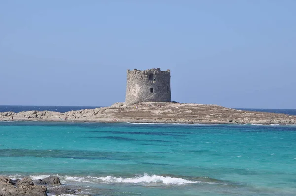 La Pelosa beach on a cloudy day Sardinia — Stock Photo, Image