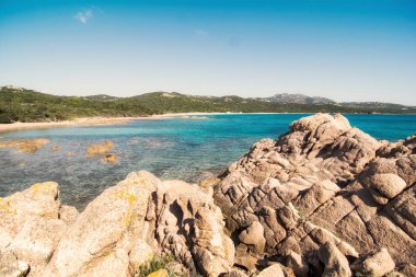 Liscia Ruja beach açık gün Sardunya