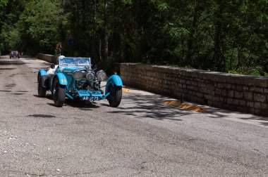 Aston Martin Le Mans 1933 eski bir yarış araba ralli Mille Miglia 2017 ünlü İtalyan tarihi yarış (1927-1957) 19 Mayıs 2017