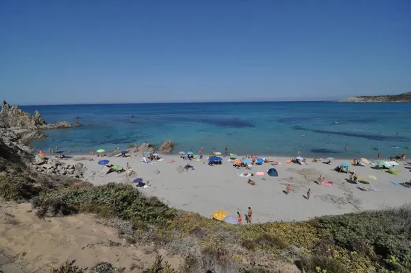 Híres Strand Sardinia Gallura Kék Tenger Rena Maiore — Stock Fotó