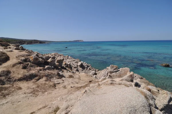 Famme Plage Rena Maiore Sardinie Gallura Avec Mer Bleu — Photo