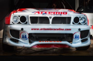 Sanmarino, Sanmarino - Ott 21, 2017: Lancia Delta Hf Integrale E1 Hillclimb Monster eski yarış araba ralli tarihi yarış