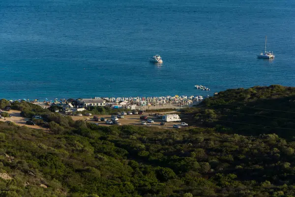 Vista Panorámica Playa Blanca Cerdeña Golfo Aranci — Foto de Stock