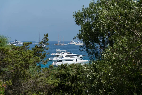 Porto Cervo Sardinia Августа 2019 Панорамный Вид Небольшой Песо Пляж — стоковое фото