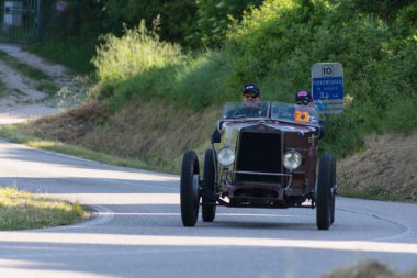PESARO COLLE SAN BARTOLO , ITALY - MAY 17 - 2018 : SAM C25 F GRAN SPORT 1925 on an old racing car in rally Mille Miglia 2018 the famous italian historical race (1927-1957)