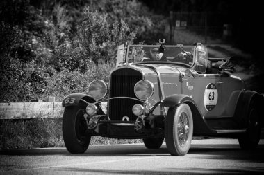 PESARO COLLE SAN BARTOLO , ITALY - MAY 17 - 2018 : CHRYSLER 75 1929 on an old racing car in rally Mille Miglia 2018 the famous italian historical race (1927-1957)