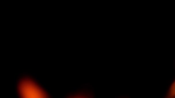 Blur Orange Eld Som Brinner Slow Motion Mörkret Ljus Ofokuserad — Stockvideo