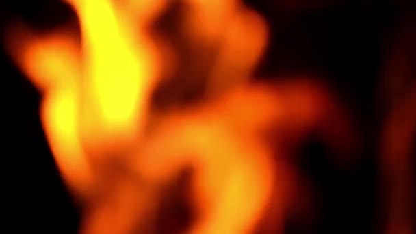 Puissante Texture Floue Feu Orange Brûlant Dans Obscurité Feu Brillant — Video