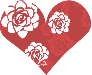 Güllerin kalbi. Kartlar, el ilanları, dekorasyonlar için hassas tasarım. 