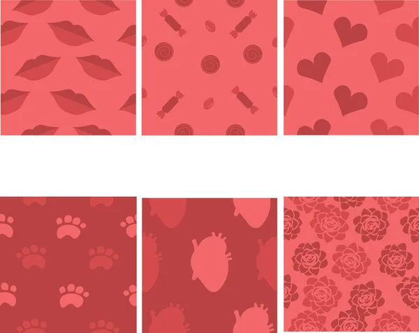 Set of pink patterns. Valentine's Day. Love and romance. Design — 스톡 벡터