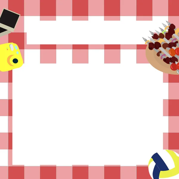 Picknick. Karohemd und Essen. Sommerpause. Platz für Text. F — Stockfoto