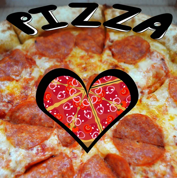 Pizza Forma Corazón Letras Diseño Para Menú Volante Logotipo Tarjeta — Foto de Stock