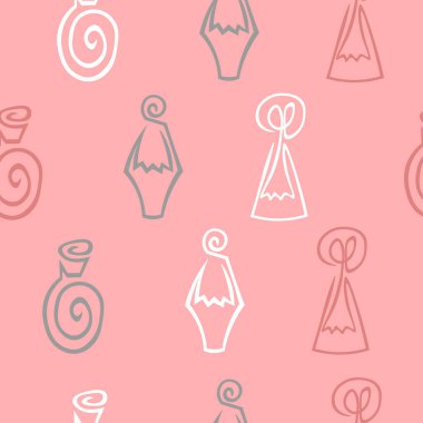 Pembe desen. Kozmetik ve hijyen. Güzellik salonu. Parfümlü şişeler, şampuan ve antiseptik..