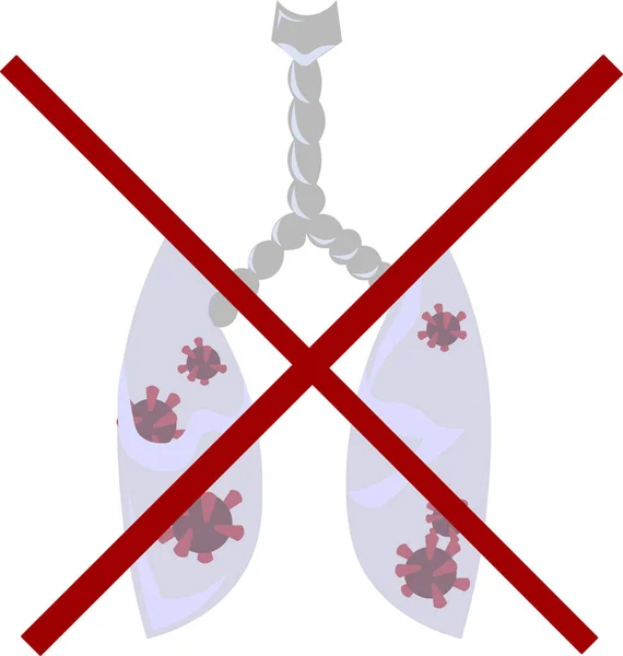 Koronawirus Zatrzymać Infekcję Chore Płuca Wykreślone — Wektor stockowy