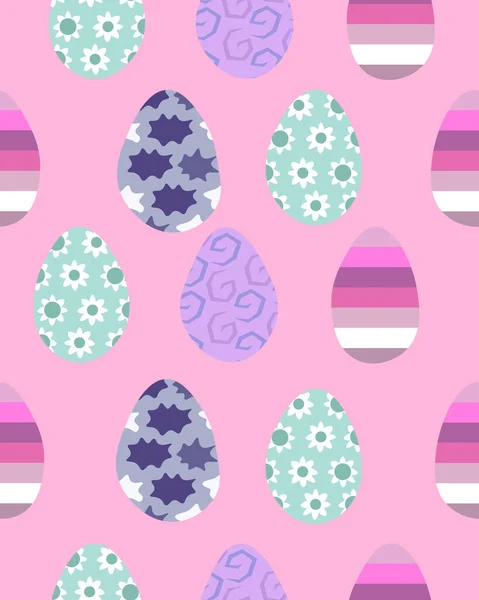 Páscoa Ovos Coloridos Padrão Sem Costura Design Rosa Para Cartões — Vetor de Stock