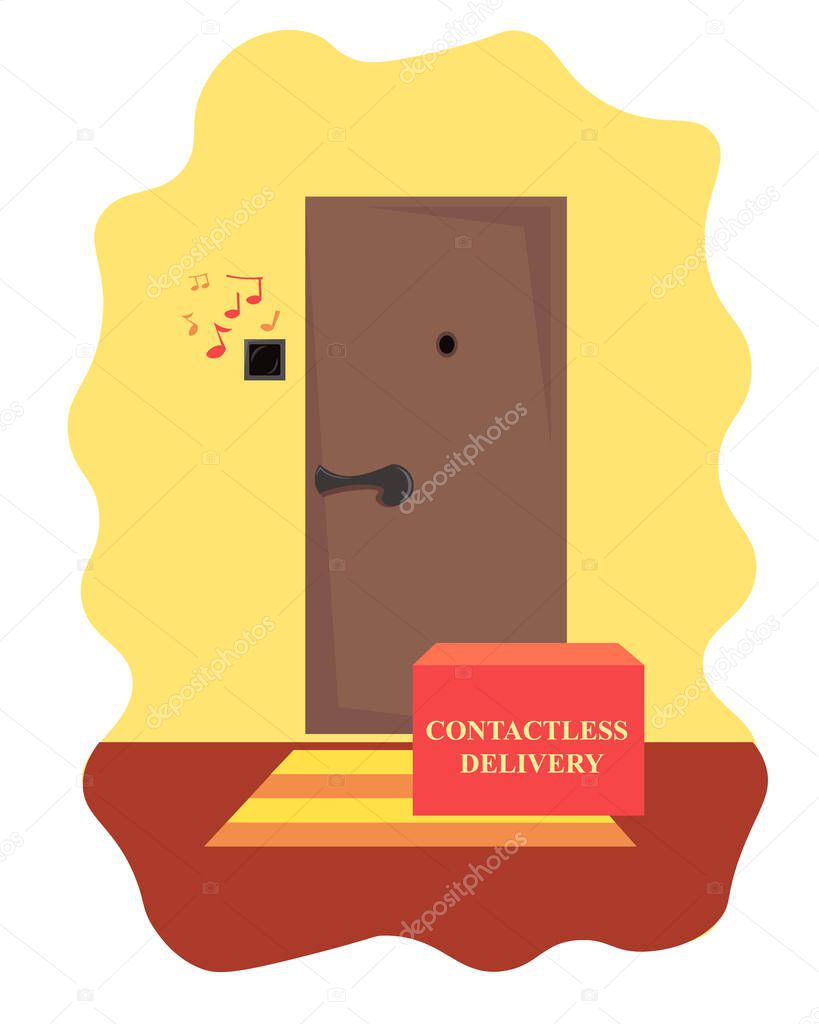 Contactless delivery method during an epidemic. Safe, fast, and convenient. Vector illustration for websites and instructions.