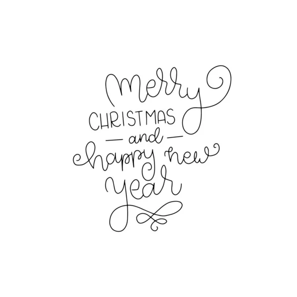 Merry Christmas Happy New Year Handlettered Card Design Merry Christmas — Stock Vector
