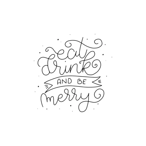 Eat Drink Merry Merry Christmas Handlettered Card Design Merry Christmas — ストックベクタ