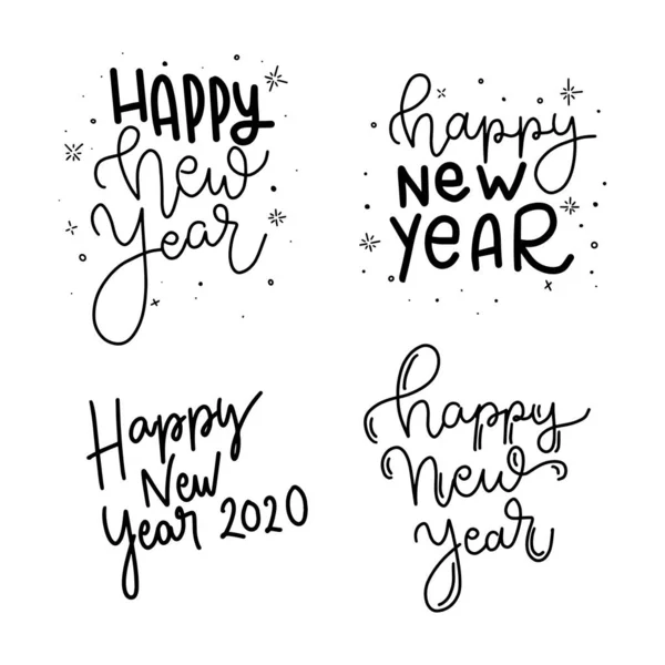 Happy New Year 2020 Vector Illustration Lettering Composition New Year — Stock Vector