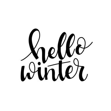 Merhaba kış. El ele tutuşma kartı tasarımı.