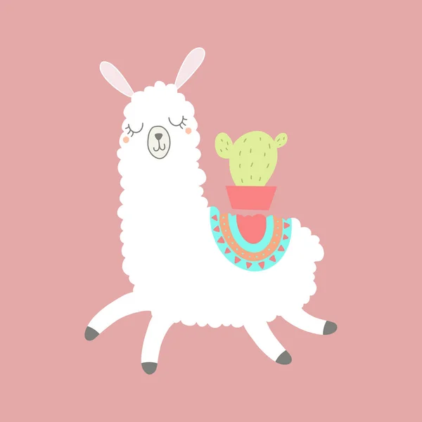 Ilustração Llama Bonito Personagem Desenho Animado Bonito Alpaca Pode Ser —  Vetores de Stock