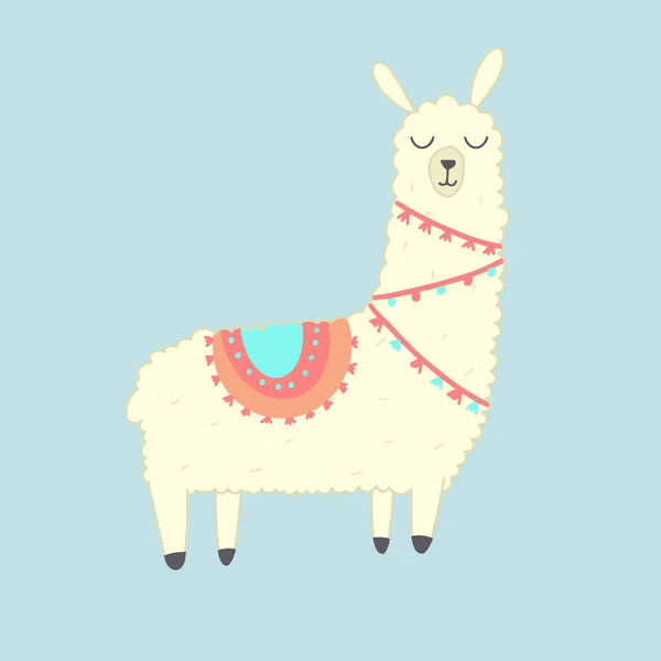 Llama Illustration 귀여운 알파카 캐릭터귀엽네 디자인 인사말 초대장 보육원등에 수있다 — 스톡 벡터