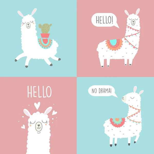 Ilustração Llama Bonito Personagem Desenho Animado Bonito Alpaca Pode Ser —  Vetores de Stock