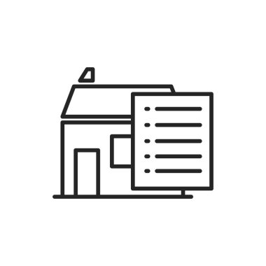 Gayrimenkul. Emlak simgeleri seti. Beyaz arkaplanda vektör simgeleri izole edildi. Satış, Sözleşme, Arama, Ev, Emlak web sitesi gibi emlak ile ilgili simgeler.