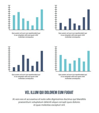 İş bilgisi bilgileri. Pazarlama grafikleri, grafikler gibi iş unsurlarının vektör kümesi. Bilgi işleme veri şablonu.