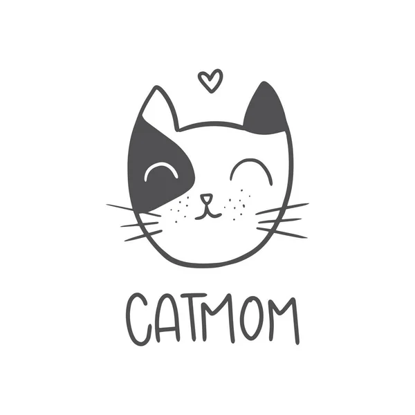 Cute Cat Doodle Gaya Ilustrasi Set Lucu Tangan Ditarik Kucing - Stok Vektor