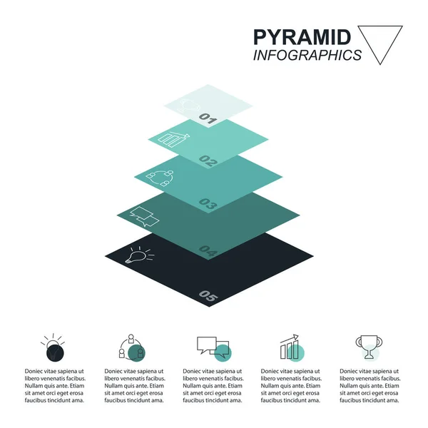 Pyramiden Infografik Trichterpyramide Mit Diagrammen — Stockvektor