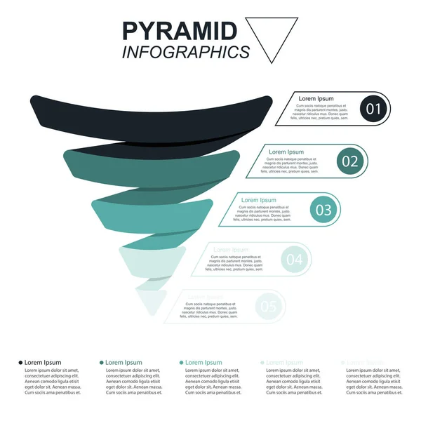 Infográficos Pirâmide Pirâmide Funil Com Gráficos — Vetor de Stock