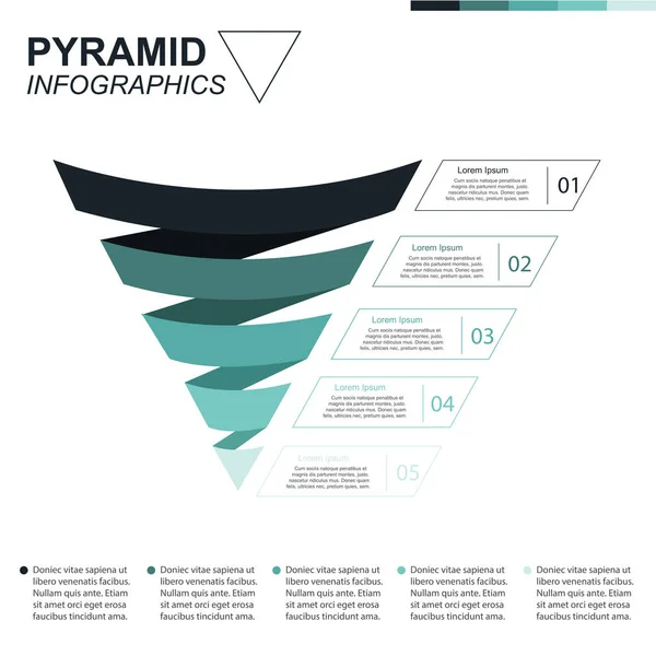 Infográficos Pirâmide Pirâmide Funil Com Gráficos — Vetor de Stock