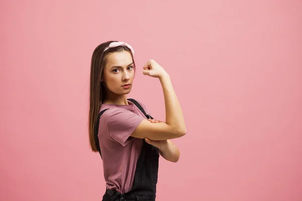 Sí, se puede, una mujer fuerte e independiente, una imagen de un cartel. — Foto de Stock