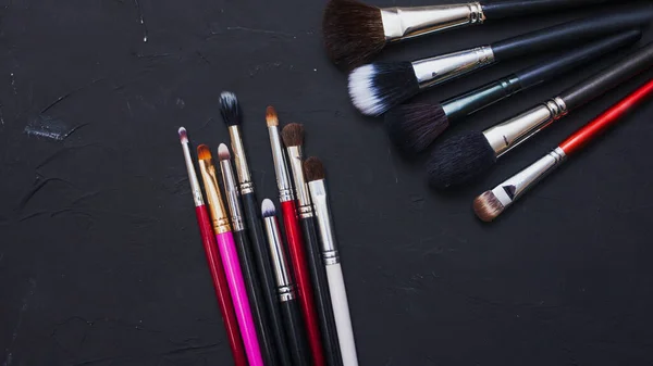 Set of different makeup brushes, makeup tools,