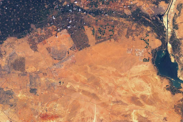 埃及尼罗河谷，卫星图像。沙漠 — 图库照片