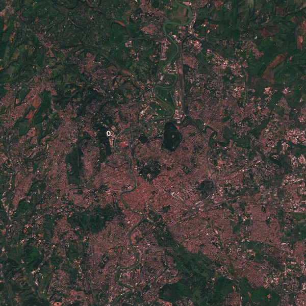 Roma capitale d'Italia città e sobborgo, immagine satellitare della metropoli — Foto Stock