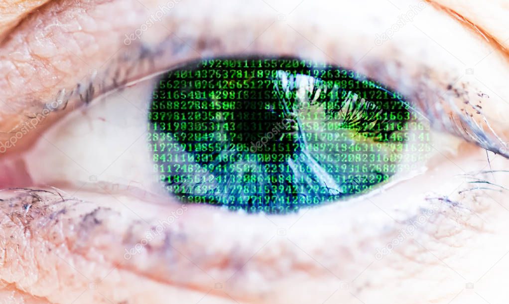 matrix eyes concept, data encryption
