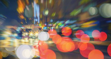 Gece trafik ışıkları, soyut bulanık arkaplan 