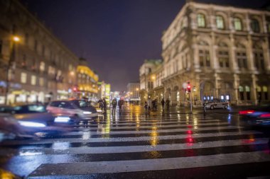 Gece trafik ışıkları, soyut bulanık arkaplan 